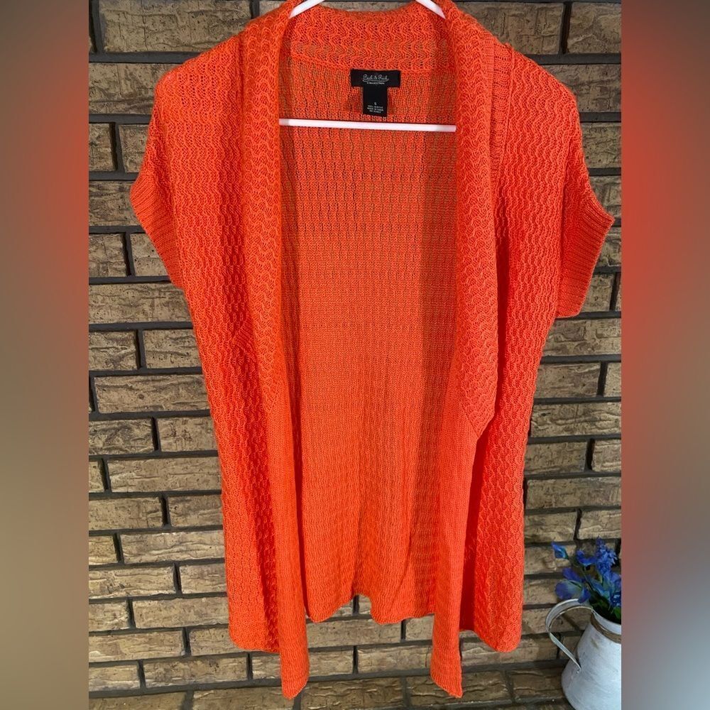 Peck & peck orange cardigan